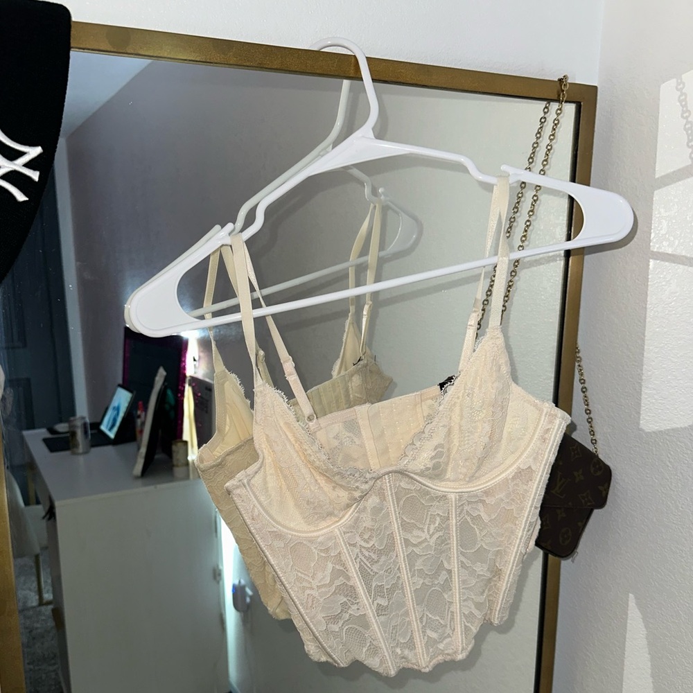 Elegant Beige Lace Corset Top
